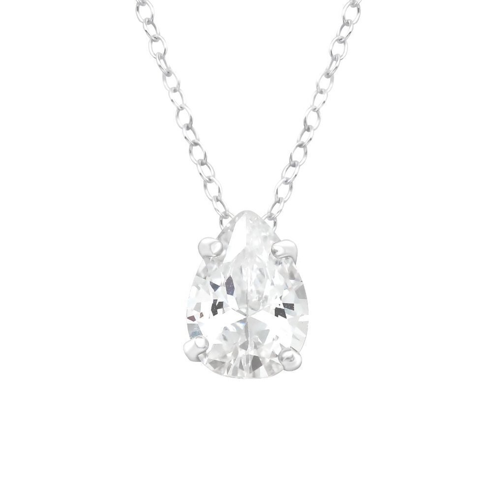 Sterling Silver Solitaire Necklace and Pear Shaped Pendant
